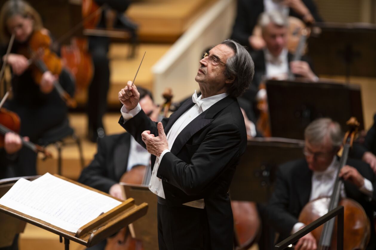 Maestro Riccardo Muti on the podium during the Chicago Symphony Orchestra May 9 program of works by Mozart and Stravinsky. | Copyright Todd Rosenberg Photography